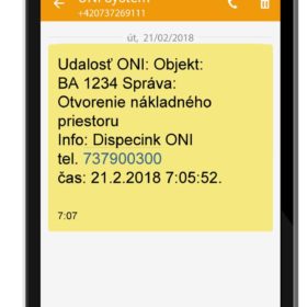 SMS o krádeži paliva zaslaná pri detekcii prvého úbytku PHM - zlodej práve kradne